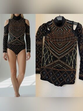 Art Stone 29700 solo Dance Costume beaded embellished leotard LC-large child